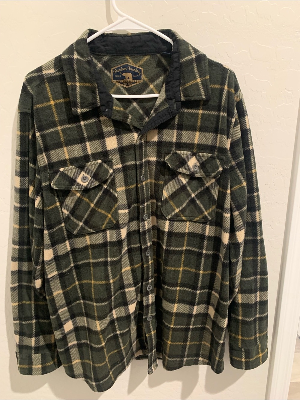 Quilted-Lined Plaid Shirt Jacket - Green/Cream by Southern Point